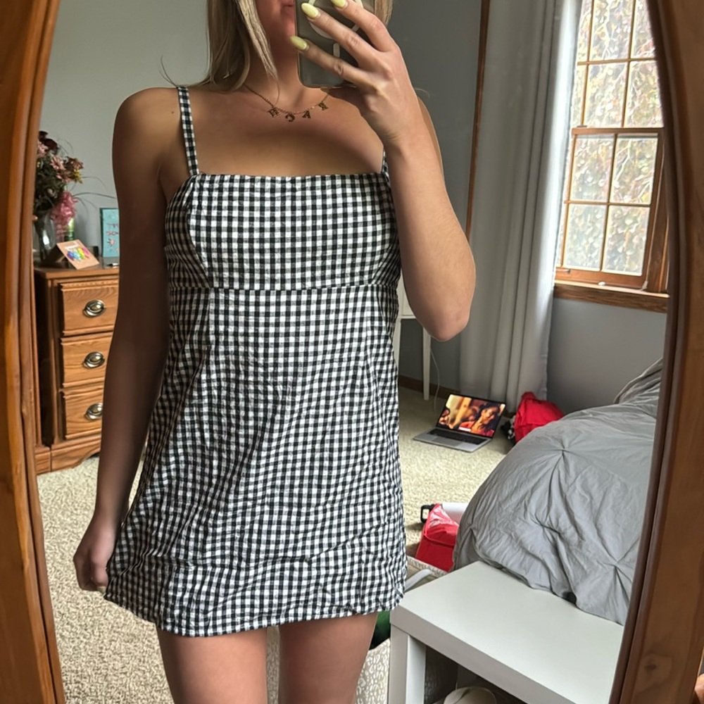 Cooperative Gingham Black Mini Dress